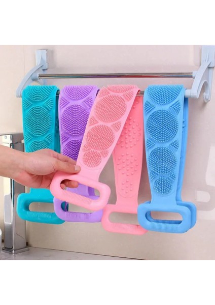 Banyo Sırt Kesesi Çift Taraflı Silikon Duş Lifi Fırçası 70 cm