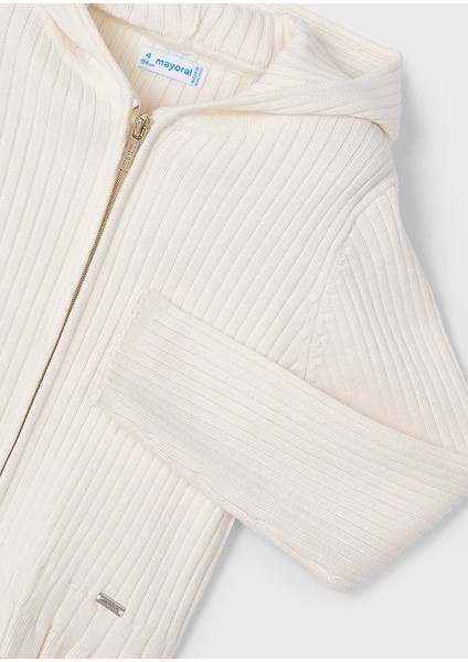 04-10 Yaş Arası Mayoral Kapşonlu Örgü Fermuarlı Bej Hırka - Kemik modelleri