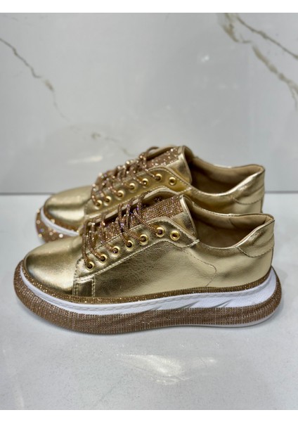 Avani Kristal Taşlı Spor Ayakkabı Gold modelleri