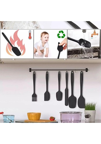 6lı Takım Yanmaz Yapışmaz Mutfak Pasta Slikon Yumurta Fırçası Kaşık Bıçak Spatula Seti indirimleri
