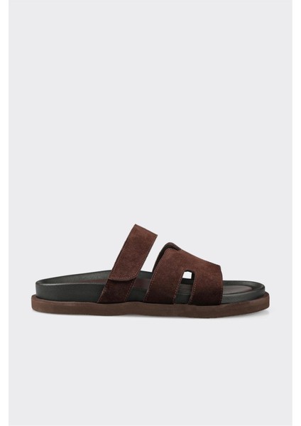 Kahve Deri Erkek Günlük Terlik