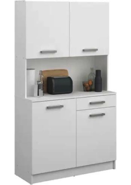 Arslan Çok Amaçlı Dolap-Mikrodalga-Erzak-Airfryer-Mutfak-Kiler Dolabı-Kahve KÖŞESI-BEYAZ-100 cm