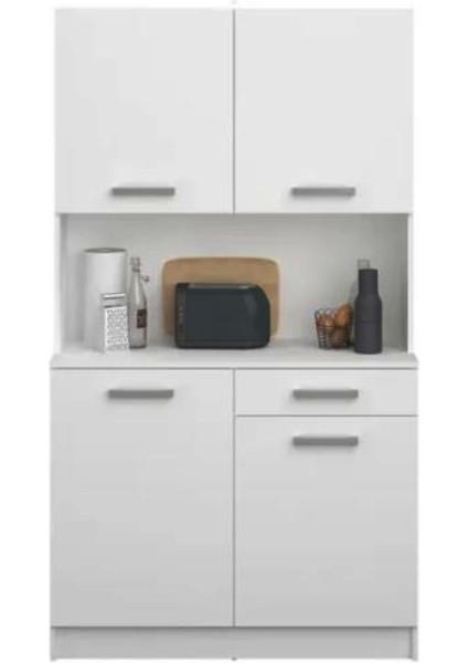 Arslan Çok Amaçlı Dolap-Mikrodalga-Erzak-Airfryer-Mutfak-Kiler Dolabı-Kahve KÖŞESI-BEYAZ-100 cm