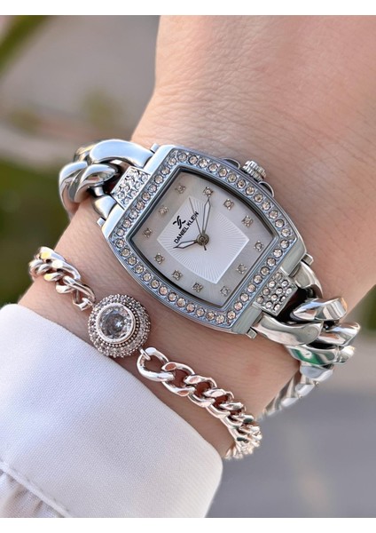 Çelik Kordon 2 Yıl Garantili 3 Atm Suya Dayanıklı+Bileklik Kadın Kol Saati BFG.13717.1