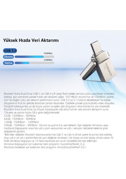 Extra Dual Drive 128GB USB 3.0 To Type-C 150MB-SN Flash Bellek