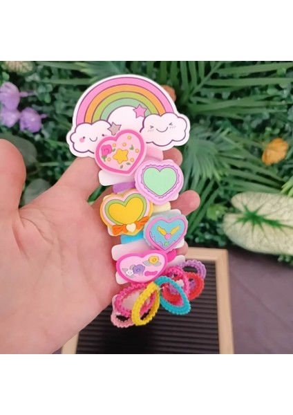 Sevimli Mini Silikon Kalp Figürlü Düz Lastik ve Tırtıklı Model Karışık Renk Çocuk Tokası fiyatları