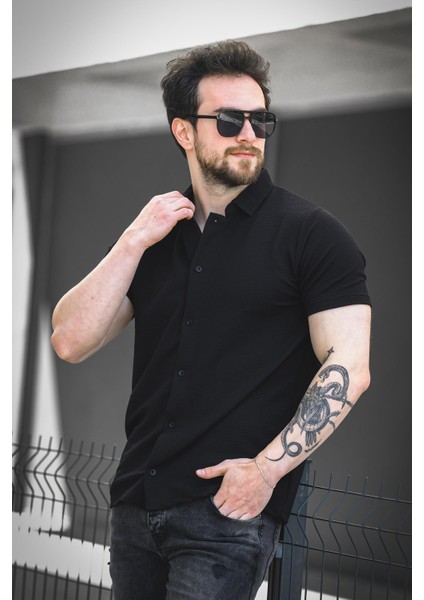 Vitto Otoban Kumaş Slim Likralı Kısa Kol Erkek Gömlek fiyatları