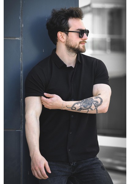 Vitto Otoban Kumaş Slim Likralı Kısa Kol Erkek Gömlek modelleri