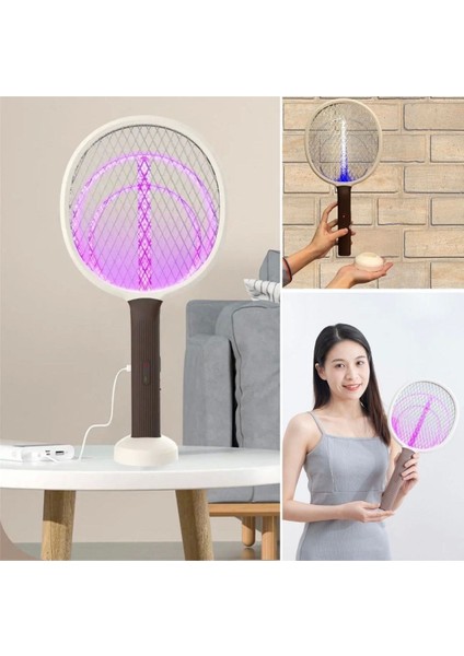 Şarjlı Sinek Öldürücü Masaüstü Standlı,mor Işık 43CM Sinek Kovucu Raket modelleri