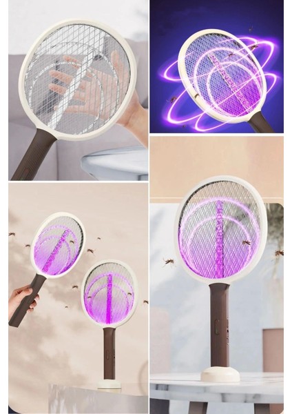 Şarjlı Sinek Öldürücü Masaüstü Standlı,mor Işık 43CM Sinek Kovucu Raket indirimleri