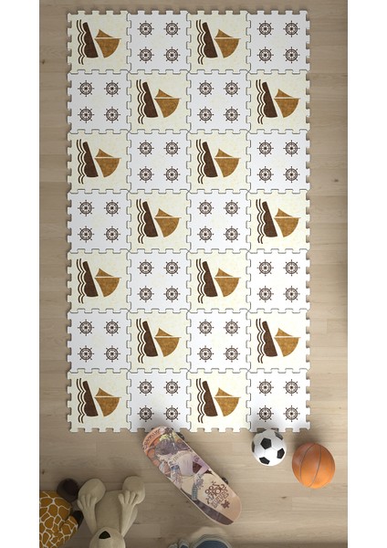 Dijital Baskılı Gemi/dümen-Yelken Desenli Çocuk/bebek Odası Yapboz Puzzle Japon Halı fiyatları