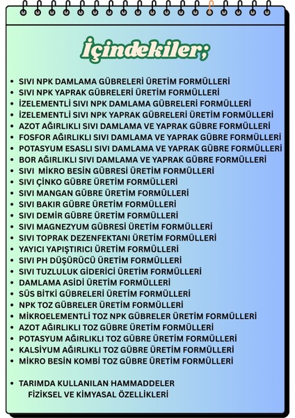 Kimyasal Gübreler Ansiklopedisi -Sıvı ve Toz Npk, Damlama-Yaprak Gübre Üretim Formülleri ve Prosesleri