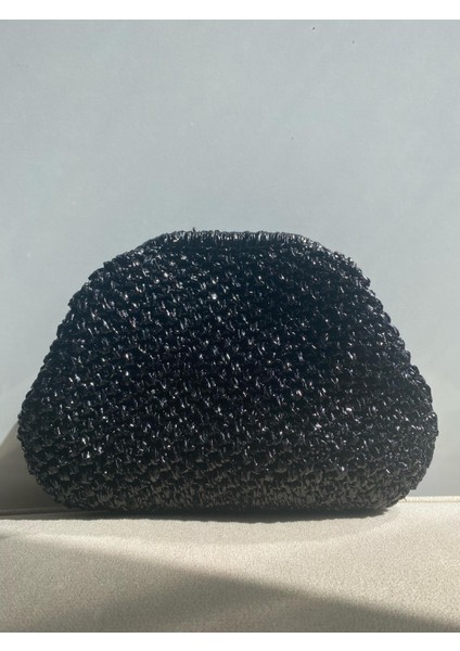 Handmade Parlak Siyah El Çantası