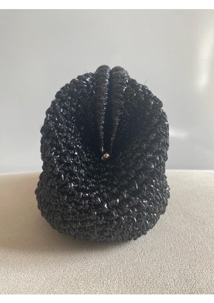 Handmade Parlak Siyah El Çantası