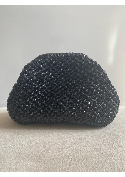 Handmade Parlak Siyah El Çantası