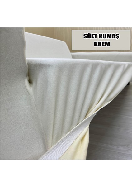 Süet Detaylı Angora Kumaş 2 Adet Üçlü & Çekyat- 2 Adet Tekli Set Koltuk Kılıfı