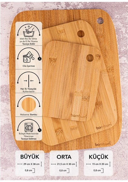 Bambu 3lü Kesme Tahtası Et Sebze ve Meyve Balık Tavuk Kesim Tahtası Doğal Bambu fiyatları
