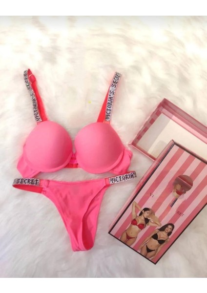 Victoria Taşlı Pembe 2li Takım fiyatları