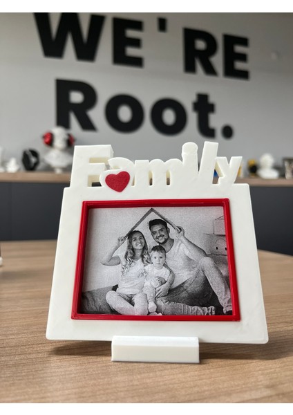 Aile Fotoğraf Çerçevesi Family Yazılı Kalpli Çerçeve Dekoratif Modern Anı Çerçeve
