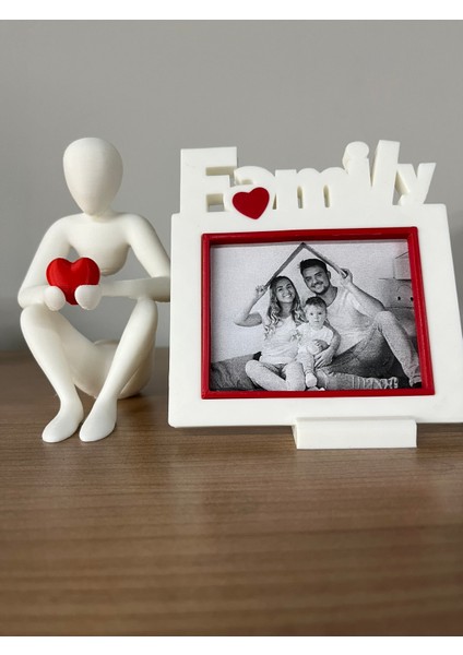 Aile Fotoğraf Çerçevesi Family Yazılı Kalpli Çerçeve Dekoratif Modern Anı Çerçeve modelleri