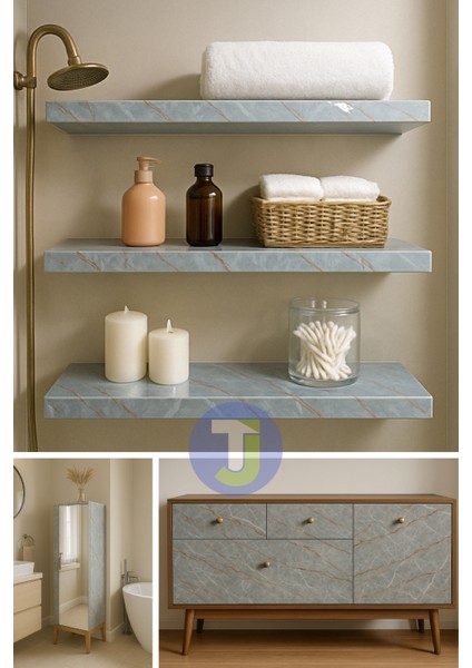 Kendinden Yapışkanlı Mermer Desen Folyo Tezgah Mutfak Banyo Duvar Kaplama 60 cm x 100 cm