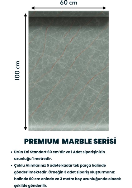 Kendinden Yapışkanlı Mermer Desen Folyo Tezgah Mutfak Banyo Duvar Kaplama 60 cm x 100 cm