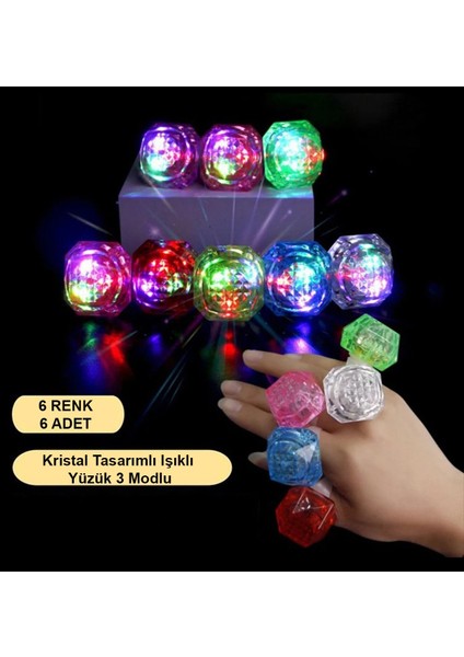 Kristal LED Parti Yüzük Seti (6'lı)