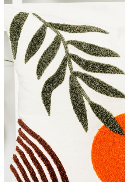 Beyaz Kumaş Punch Nakışlı Dekoratif Kırlent Kılıfı - Bohem Tasarım - 45 x 45 cm fiyatları