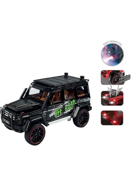 HCL-801P Çek Bırak 1:22 Sesli ve Işıklı Buhar Çıkartan Metal Jeep -Vardem