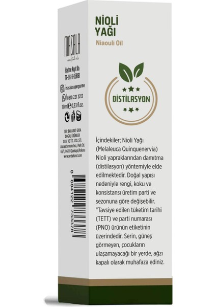Nioli Uçucu Yağı %100 Saf Özel Sprey Başlıklı Seyreltilmemiş (Niaouli Essential Oil) fiyatları