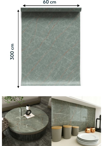 Kendinden Yapışkanlı Mermer Desen Folyo Tezgah Mutfak Banyo Duvar Kaplama 60 cm x 300 cm