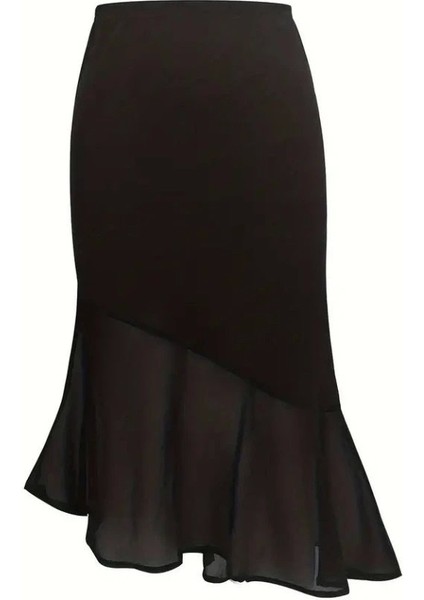 Kadın Yüksek Bel Asimetrik Detaylı Ithal Krep Etek fırsatları