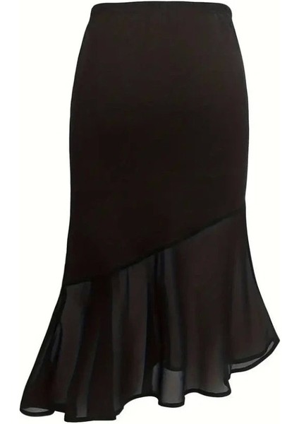 Kadın Yüksek Bel Asimetrik Detaylı Ithal Krep Etek indirimleri