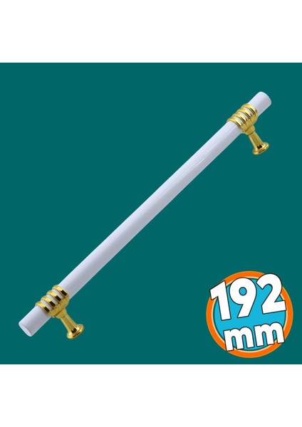 Mobilya Mutfak Dolabı Çekmece Dolap Kulpları Kapak Kulpu Kulbu Beyaz Altın 192 mm Metal Kulp