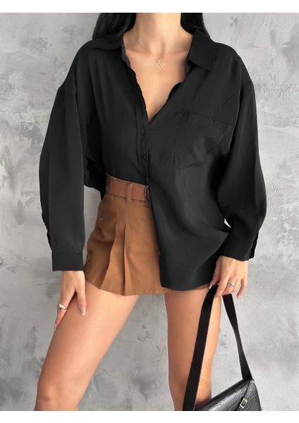 Modal Oversize Cepli Gömlek