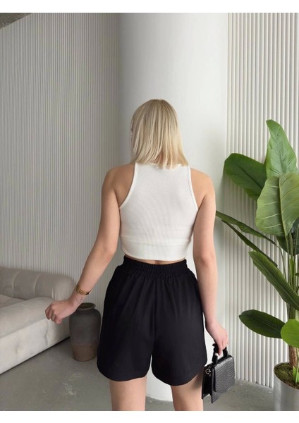 Çıtçıtlı Gabardin Şort