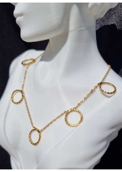 Halkalı Zincirli Çelik Kolye Altın Rengi fiyatları