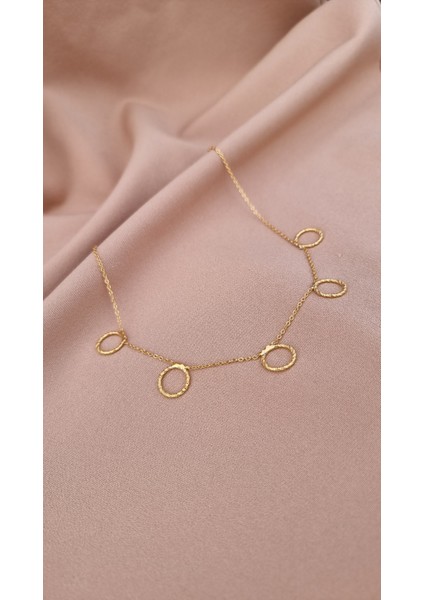 Halkalı Zincirli Çelik Kolye Altın Rengi modelleri