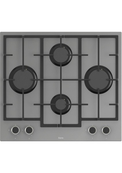 Fryart & Steamart Gri Cam Ankastre Set D088 - LN388 Döküm Izgaralı Önden Düğmeli Ocak - XE64CPR Buharli Fırın