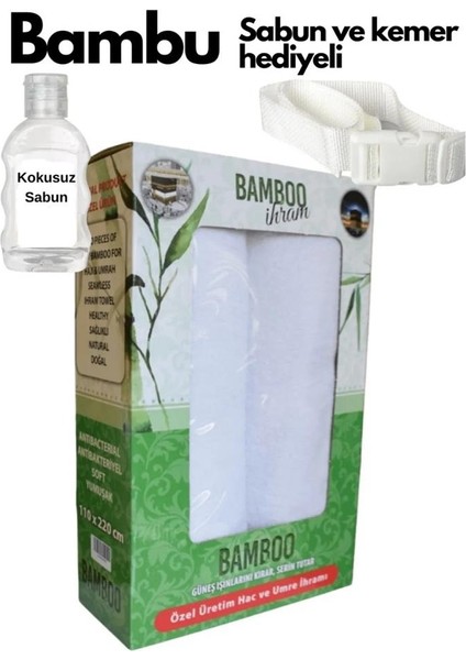 Hac Umre Ihramı Bambu 1250GR Kutulu - Kemer ve Kokusuz Sabun Hediyeli