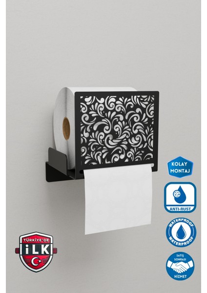 Desenli Peçetelikli Tuvalet Kağıdı Tutucu Kendinden Yapışkanlı Kolay Montaj Modern Görünüm Paslanmaz