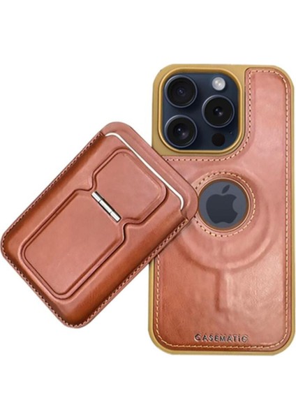 Apple iPhone 14 Promax Için Magsafe Cüzdanlı Mıknatıslı Lüks Deri Kılıf