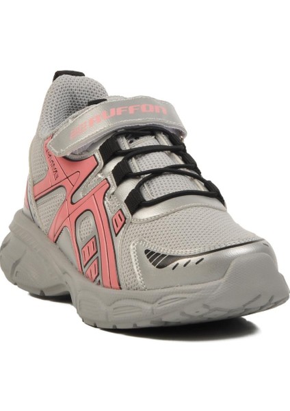 Gümüş Pembe Cırtlı Fileli Hafif Kız Çocuk Spor Ayakkabı F