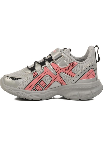 Gümüş Pembe Cırtlı Fileli Hafif Kız Çocuk Spor Ayakkabı F fiyatları