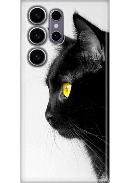 Samsung Galaxy S24 Ultra Kılıf Motifli Renkli Esnek Silikon Kedi Bakışı