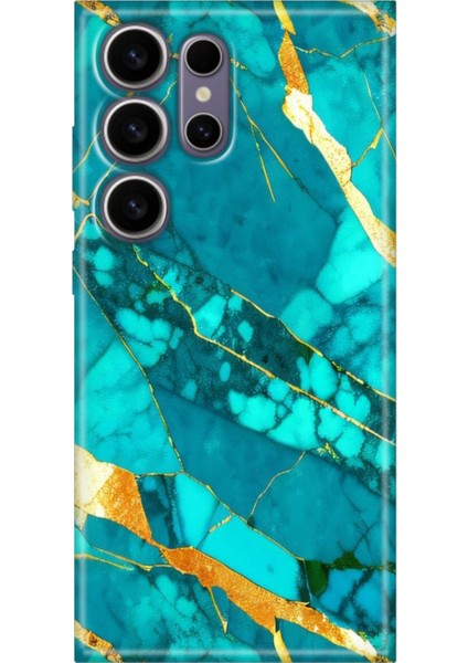 Samsung Galaxy S24 Ultra Kılıf Motifli Renkli Esnek Silikon Prag Mermer