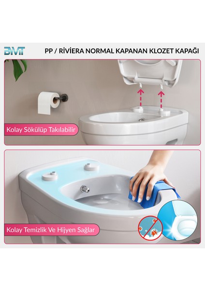Rivera Klozet Kapağı Normal – Beyaz, Tak-Çıkar, Oval Uyumlu, kolay montajlı fırsatları