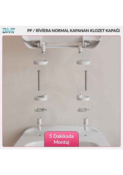 Rivera Klozet Kapağı Normal – Beyaz, Tak-Çıkar, Oval Uyumlu, kolay montajlı