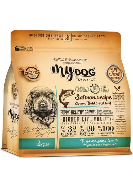 Mydog Orıgınal Az Tahıllı Somon Balıklı Yavru Köpek Maması 2kg