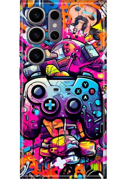 Samsung Galaxy S24 Ultra Kılıf Motifli Renkli Esnek Silikon Gamer